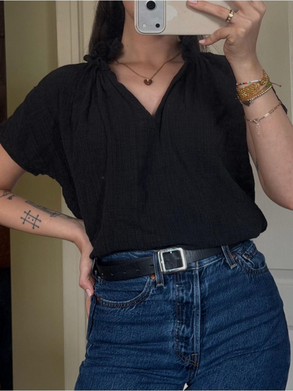 Never a Wallflower Black Ruffled Blouse